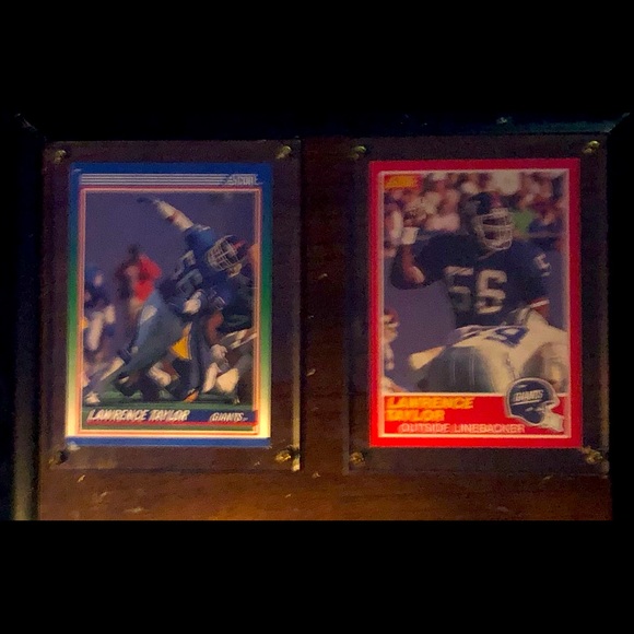 Lawrence Taylor nfl New York giants score 1989 and 1990 pair set in wood frame - Picture 4 of 4